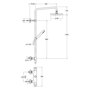 Colonne de douche thermostatique Chromé Noir brossé TRIVERDE - CRISTINA ONDYNA TV48675