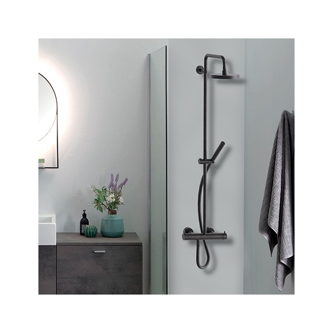 Colonne de douche thermostatique Chromé Noir brossé TRIVERDE - CRISTINA ONDYNA TV48675
