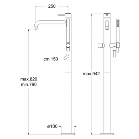 Mitigeur bain douche monocolonne Or rose TRIVERDE - CRISTINA ONDYNA TV18946P