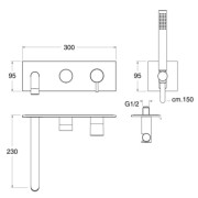 Façade bain douche mitigeur Or rose 2 sorties TRIVERDE - CRISTINA ONDYNA TV10246P