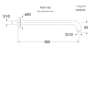 Bras de douche 35 cm Vieux Bronze TRIVERDE - CRISTINA ONDYNA PD41192 
