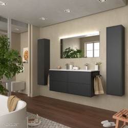 Ensemble Meuble Salle De Bain Vasque Miroir Noir Mat Optimus 87825 Salgar Vita Habitat