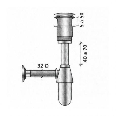Siphon avec bonde clicker laiton chromé pour vasque - SALGAR 13663