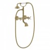Mélangeur bain‑douche Laiton Vieilli avec douchette et flexible double agrafe TRES-CLASIC COLOR - TRES 24217601LV