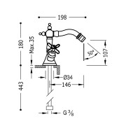 Mélangeur bidet Laiton Vieilli TRES-CLASIC COLOR - TRES 24212202LV