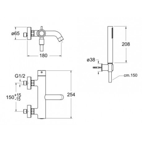 Mitigeur bain douche Or rose brossé TRIVERDE - CRISTINA ONDYNA TV18034P