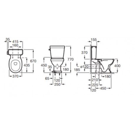 Réservoir alimentation WC Noir avec mécanisme 3/4,5L CARMEN - A3410A1560 ROCA