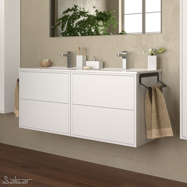 Meuble salle de bain Blanc mat et lavabo 1200 OPTIMUS - 87821 SALGAR - Vita  Habitat