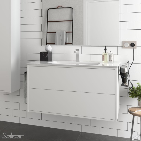 Meuble Salle De Bain Blanc Mat Et Lavabo 1000 Optimus 87820 Salgar Vita Habitat