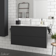 Meuble salle de bain Noir mat et lavabo 1000 OPTIMUS -  SALGAR 87828
