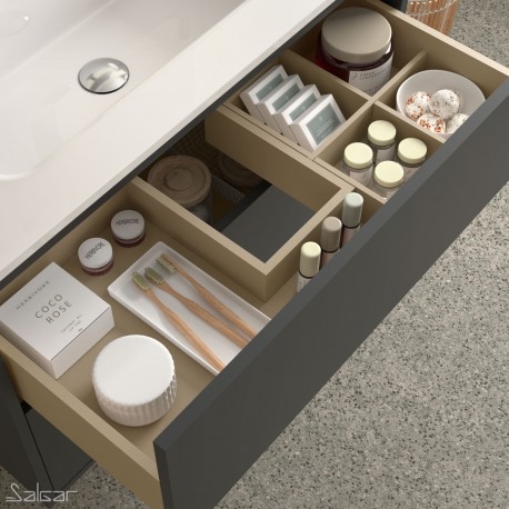 Meuble salle de bain Noir mat et lavabo 1000 OPTIMUS -  SALGAR 87828