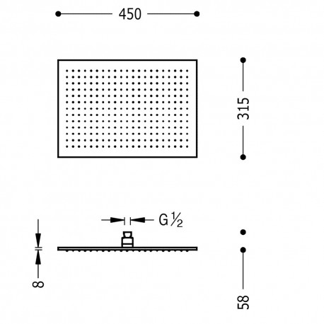 Douche de tête Acier 450x315 mm - TRES 29963203AC 29963203ACTRES