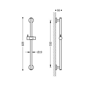 Barre coulissante MINIMAL  Ø 19 mm. long. 550 mm. - TRES 134618 134618TRES