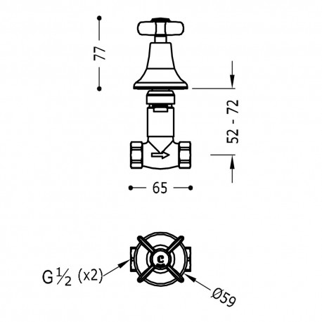 Robinet d’arrêt à fileter 1/2”
Indice céramique (froide)  - TRES 24215501 24215501TRES