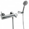 Mitigeur bain douchette à main massage avec support orientable et flexible satin - TRES 181474