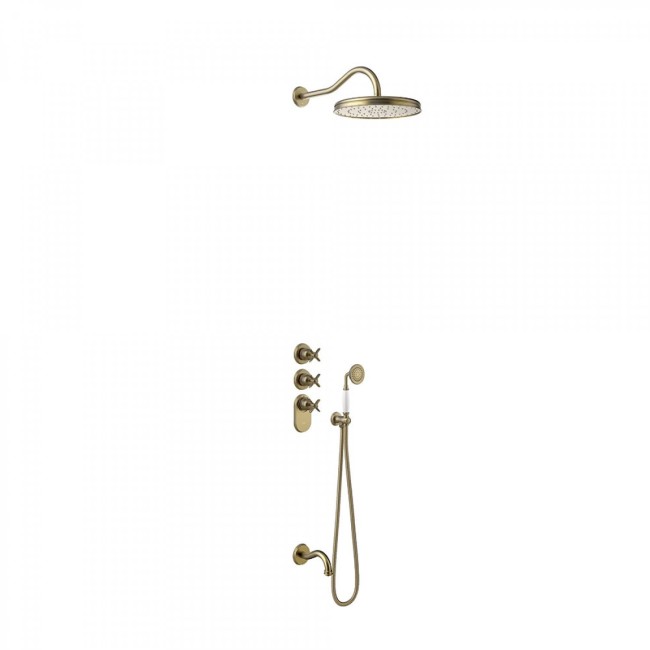 Kit thermostatique baignoire encastré Laiton Vieilli Mat 3 voies TRES-CLASIC COLOR - TRES 24235301LM 24235301LMTRES