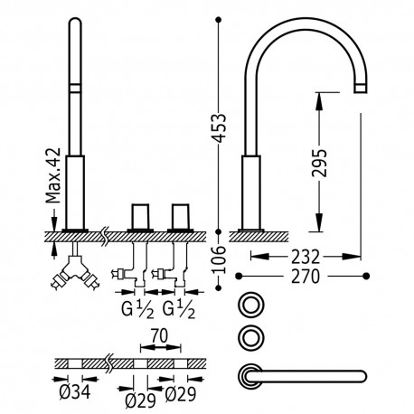 Mitigeur de lavabo sur gorge OR MAT  STUDY COLORS - TRES 06110502OM 06110502OMTRES