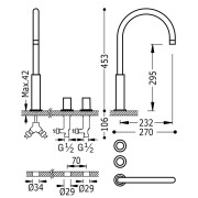 Mitigeur de lavabo sur gorge
À installation libre.  - TRES 06110502OR 06110502ORTRES
