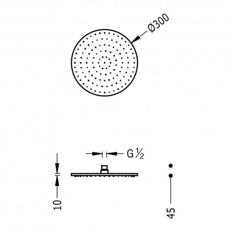 Douche de tête anticalcaire
à rotule. Laiton Ø 300 mm.  - TRES 13413730BM 13413730BMTRES