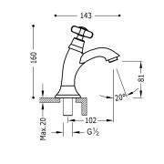 Robinet lavabo 1 seule eau ou prémélangeur Laiton Vieilli Mat TRES-CLASIC COLOR - TRES 24250301LM 24250301LMTRES