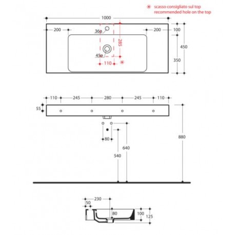 Vasque céramique Blanc brillant 100 CENTO - CRISTINA ONDYNA WCE10045