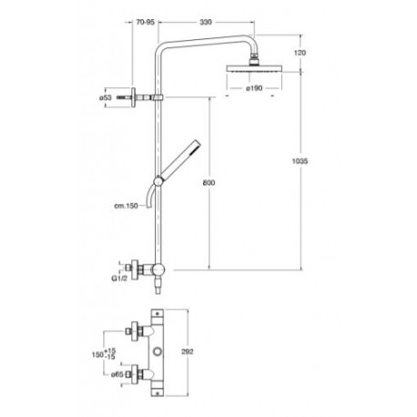 Colonne de douche thermostatique Chromé THETA TROPIC - CRISTINA ONDYNA TV48651