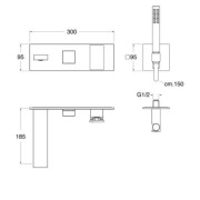 Façade murale bain douche mitigeur Noir mat 2 sorties TABULA - CRISTINA ONDYNA TA10213