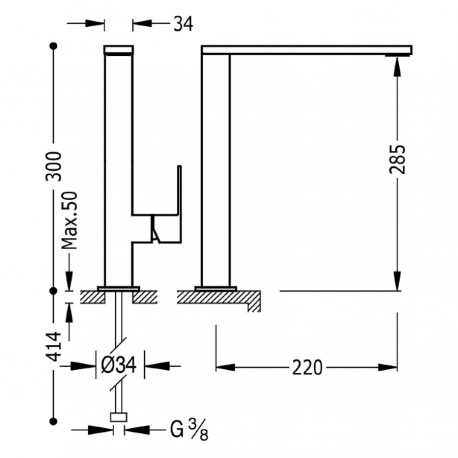 Mitigeur évier bec 34x10 mm Blanc Mat TOP TRES COLORS - TRES 006486BM