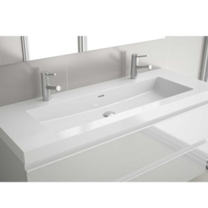 Vasque TOSCANA 1200 1 vasque pour 2 robinets CHARGE MINÉRAL BLANC 1205 x 50 x460 mm 26938 SALGAR