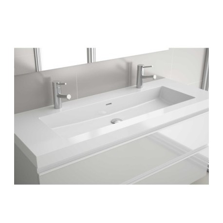 Vasque TOSCANA 1200 1 vasque pour 2 robinets CHARGE MINÉRAL BLANC 1205 x 50 x460 mm 26938 SALGAR