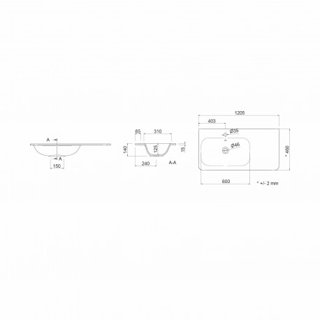 Vasque 1205 coquette à droite Mineral Solid Mat UNIIQ - SALGAR 24545