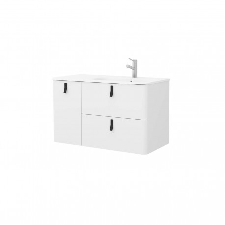 Meuble de salle de bain UNIIQ 900 gauche BLANC MAT 897 x 540 x 450 mm - SALGAR 24648 