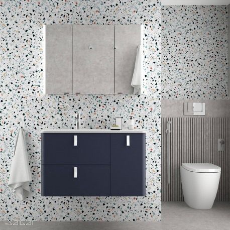 Meuble de salle de bain suspendu UNIIQ 900 NIGHT BLUE droite 1 porte et 2 tiroirs - SALGAR 83122 
