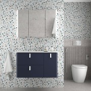 Meuble de salle de bain suspendu UNIIQ 900 NIGHT BLUE droite 1 porte et 2 tiroirs - SALGAR 83122 