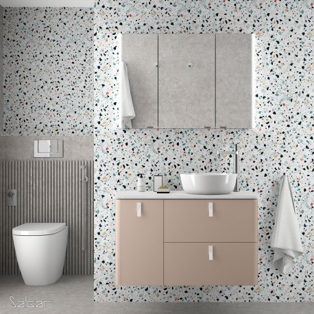 Meuble de salle de bain suspendu UNIIQ 1200 MACCHIATO gauche 1 porte et 2 tiroirs  - SALGAR 83101 