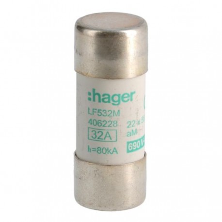Cartouche fusible pour applications industrielles 22x58 aM 32A -   HAGER LF532M