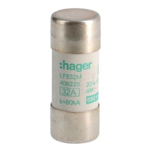 Cartouche fusible pour applications industrielles 22x58 aM 32A -   HAGER LF532M
