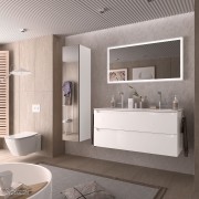 Meuble de salle de bain 1200mm 2 tiroirs Blanc Brillant MONTERREY - SALGAR 26684