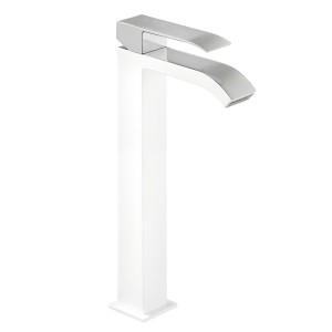 Mitigeur lavabo avec bec cascade Blanc Chromé Cuadro Exclusive  - TRES 00681001BL 00681001BLTRES