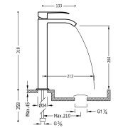 Mitigeur lavabo avec bec cascade Blanc Chromé Cuadro Exclusive  - TRES 00681001BL 00681001BLTRES