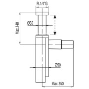 Siphon de lavabo apparent télescopique AVEC CACHE‑SIPHON  Noir métallisé brossé - TRES 16110342KMB 16110342KMBTRES