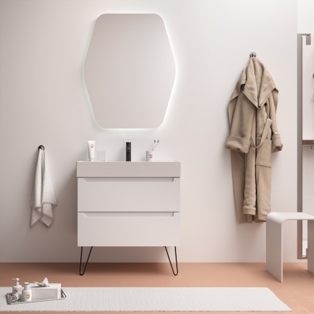 Meuble de salle de bains MONTERREY 800 2 tiroirs métallique WHITE COTTON 797 x 540 x 450 mm - SALGAR 81715 81715SALGAR