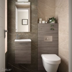 Ensemble Meuble lave main MICRO 400 CHÊNE ETERNITY + Vasque + Miroir - SALGAR 85161 