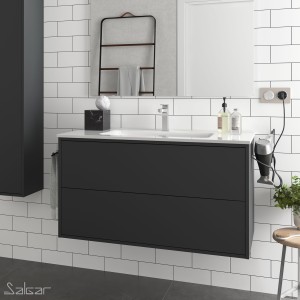 Meuble salle de bain Noir mat et lavabo 1000 OPTIMUS -  SALGAR 87828 