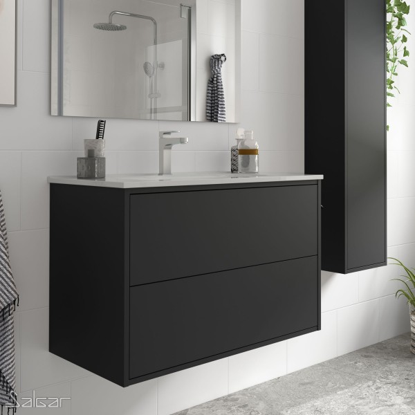 Nube Cincuenta Estacionario Meuble salle de bain Noir mat et lavabo 800 OPTIMUS - SALGAR 87827 - Vita Habitat Nube Cincuenta Estacionario Meuble salle de bain Noir mat et lavabo 800 OPTIMUS - SALGAR 87827 - Vita Habitat