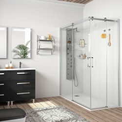 Paroi de douche HELSINKI d’angle 2P et 2F Paillettes Transparentes 675 x 1175 x 1950 mm - SALGAR 22461 