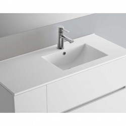 Vasque IBERIA 855 coquette à gauche EN PORCELAINE BLANCHE 855 x 20 x 460 mm - SALGAR 21091 