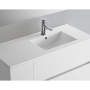Vasque IBERIA 855 coquette à gauche EN PORCELAINE BLANCHE 855 x 20 x 460 mm - SALGAR 21091 