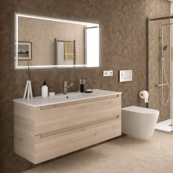 Meuble de salle de bain MONTERREY 1200 2 tiroirs métalliques CHÊNE NATUREL 1197 x 540 x 450 mm - SALGAR 23942 