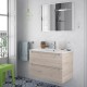 Meuble de salle de bain MONTERREY 800 2 tiroirs métalliques CHÊNE NATUREL 797 x 540 x 450 mm - SALGAR 23934